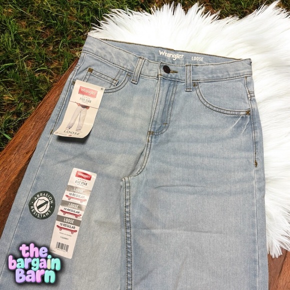 Wrangler NWT Boys Five Star Light Wash Loose Abrasion Resistant Denim Jeans (10) - Picture 2 of 4